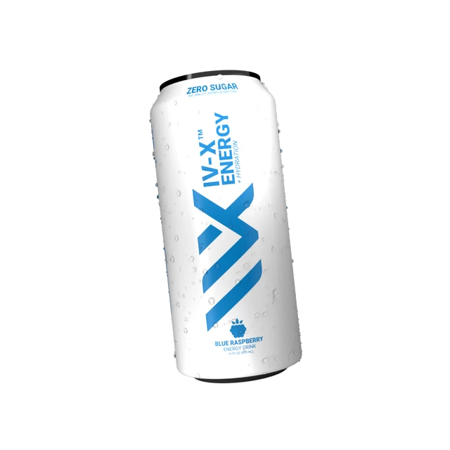 Rotating Blue Raspberry DRINK IV-X can