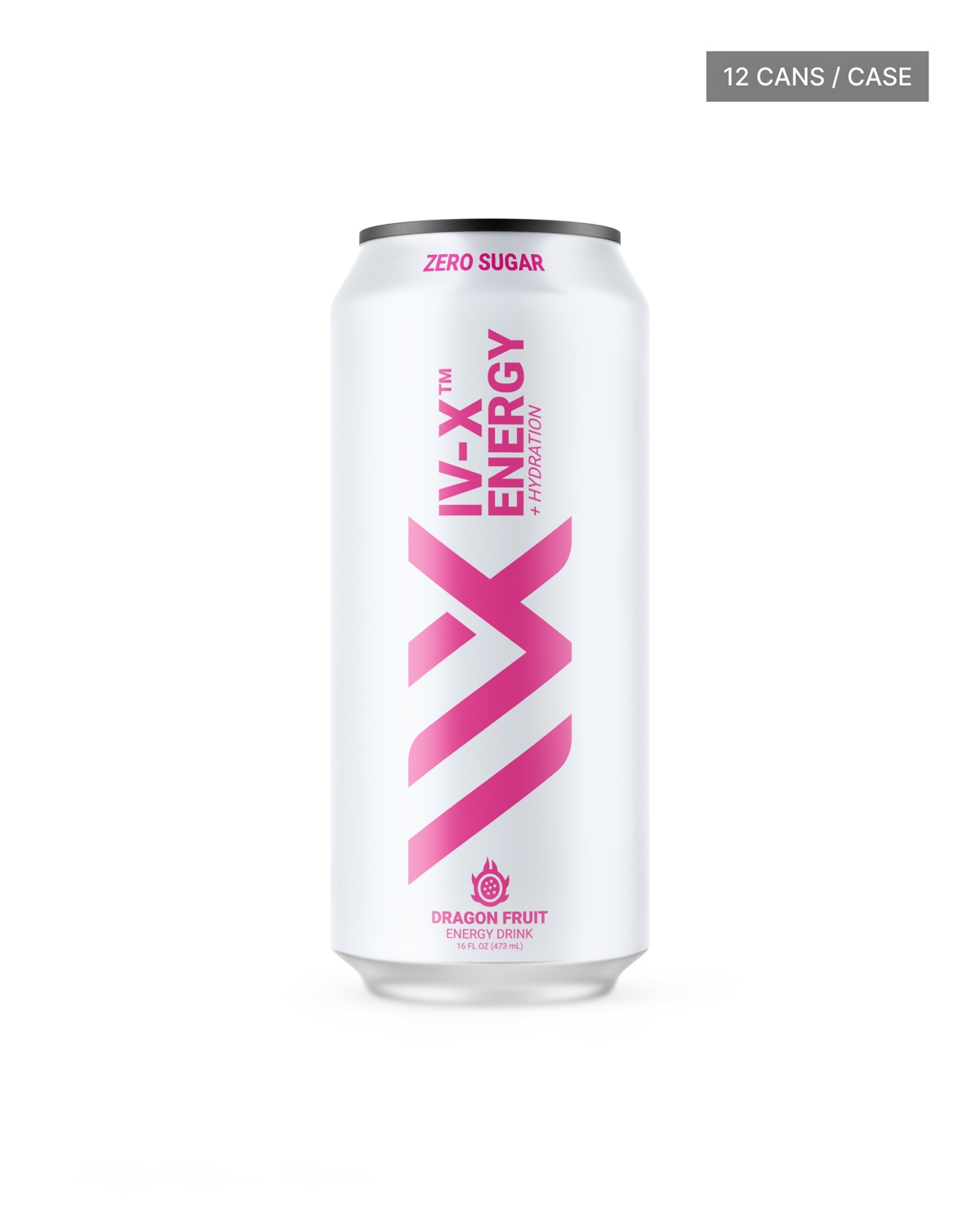 DRINK IV-X product-page design featuring a pink Dragon Fruit can on a white background.