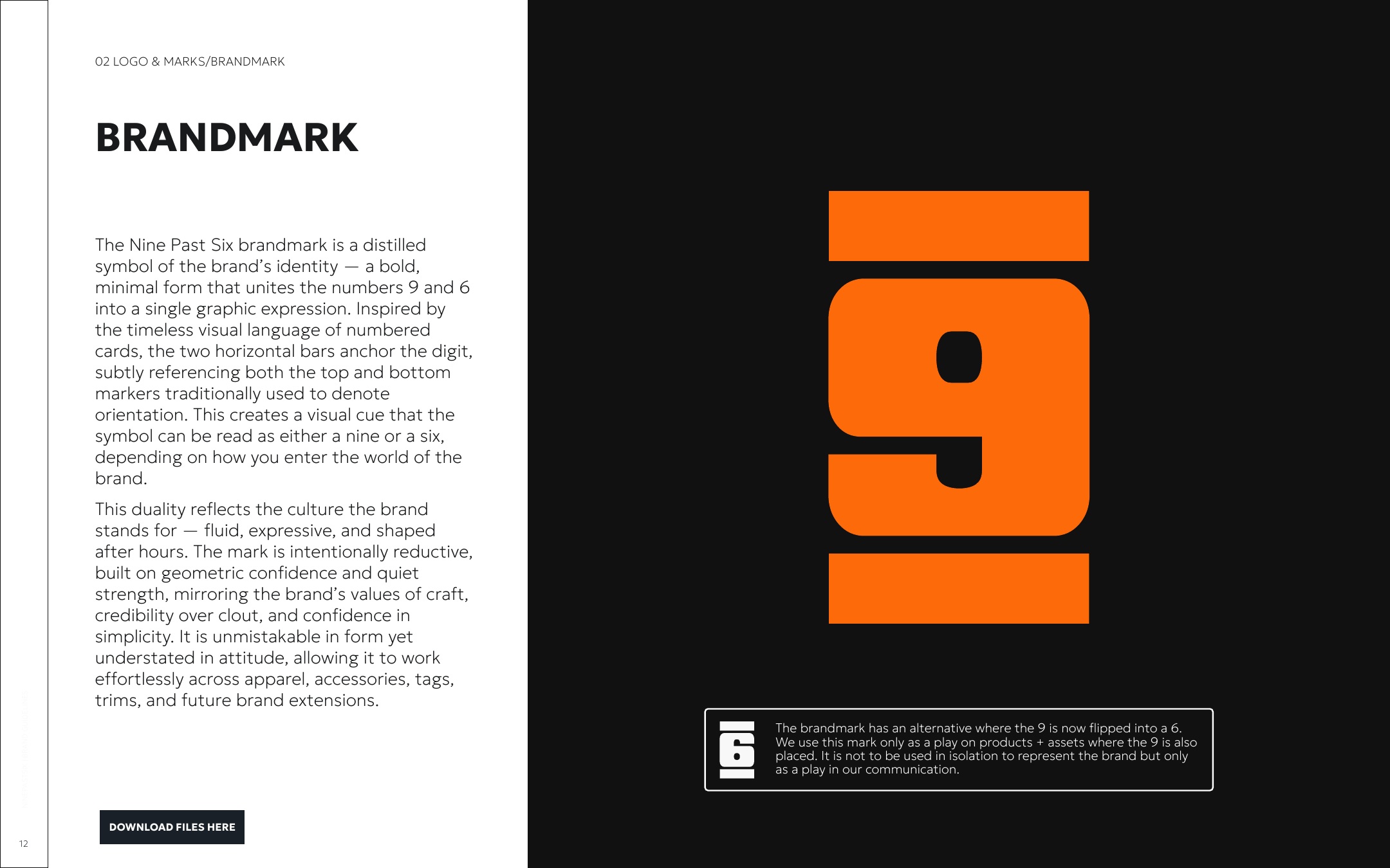 The supplied orange NinePastSix brandmark on black.